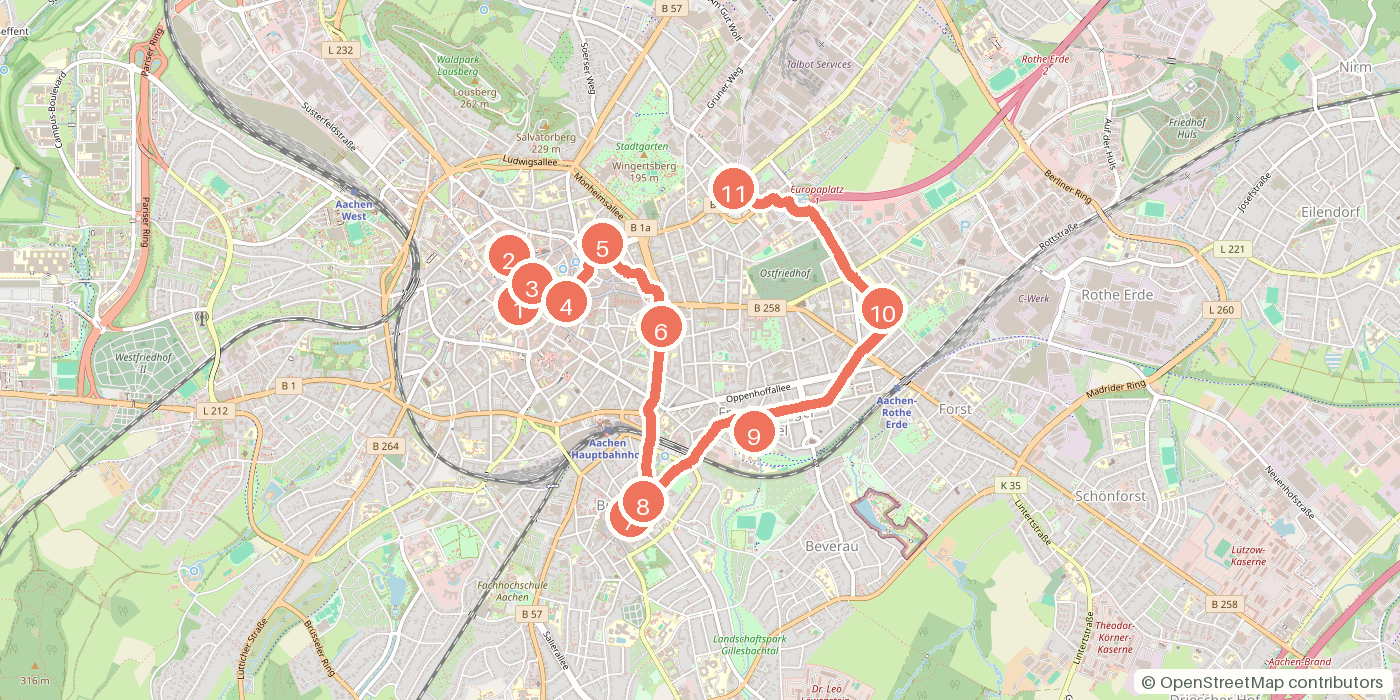 Carte du parcours à pied