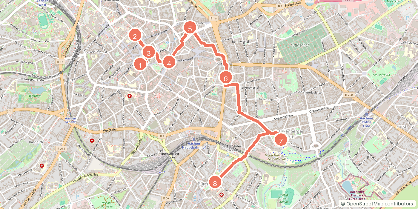 Carte du parcours à pied