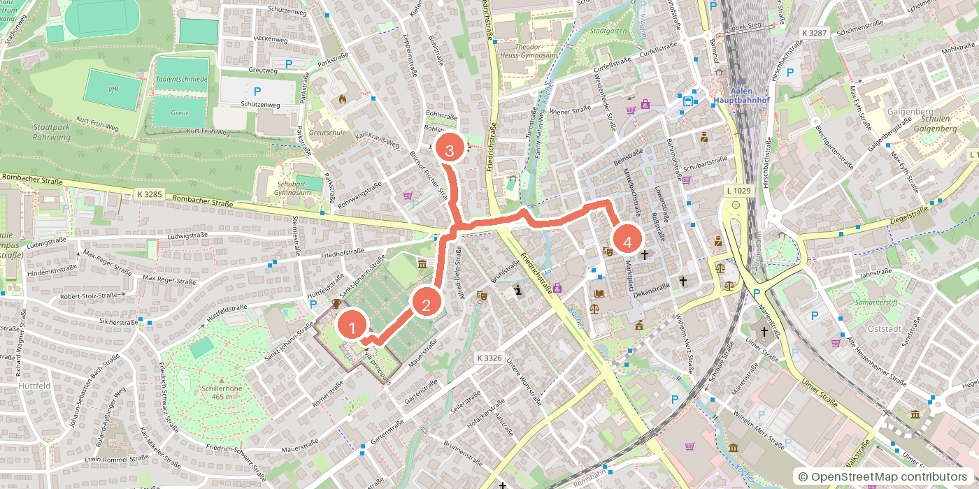 Carte du parcours à pied