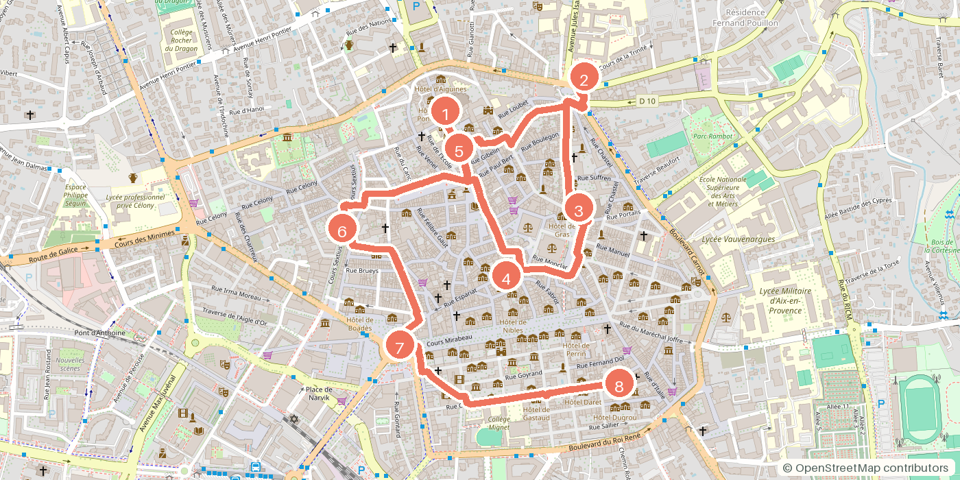 Carte du parcours à pied