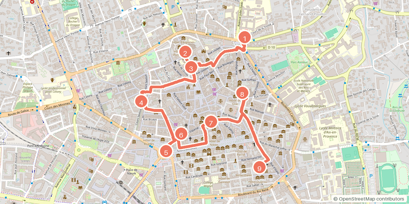 Carte du parcours à pied