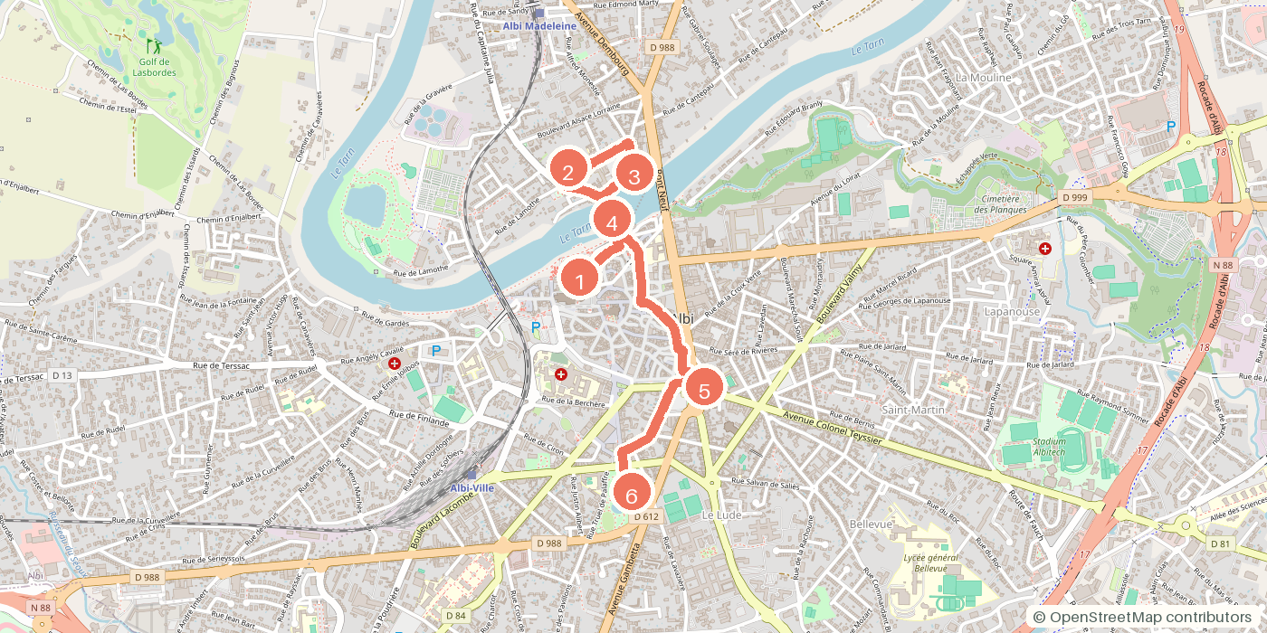 Carte du parcours à pied