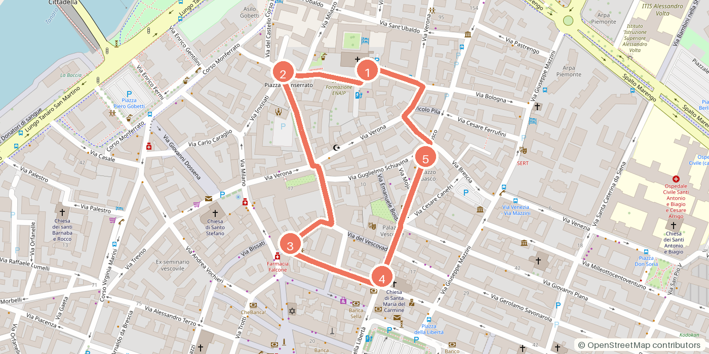 Carte du parcours à pied
