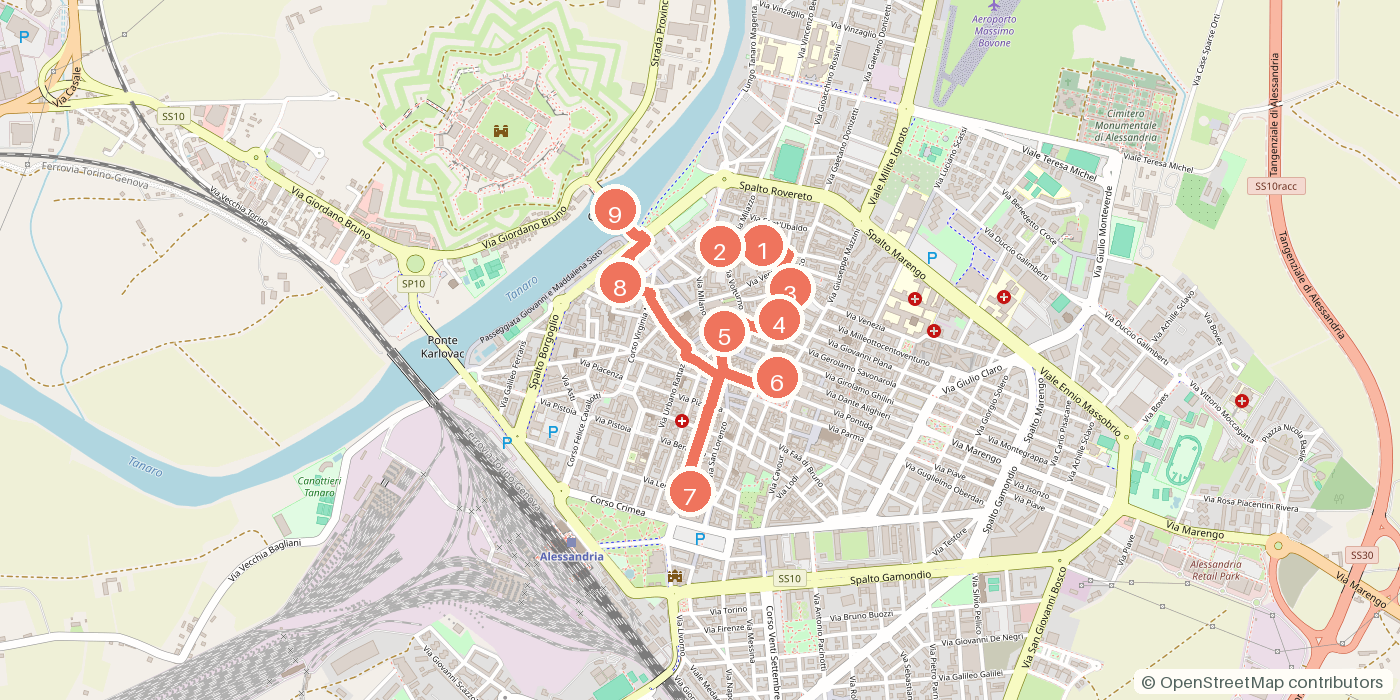 Carte du parcours à pied