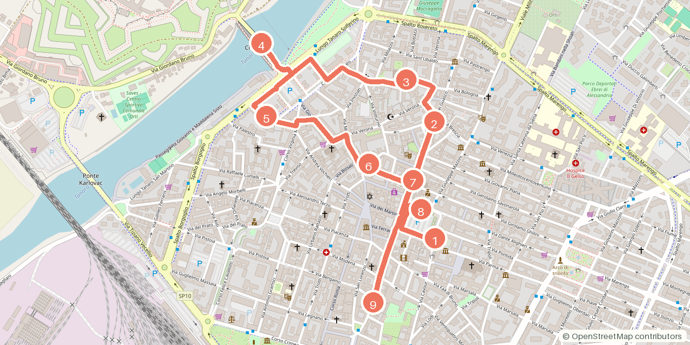 Carte du parcours à pied