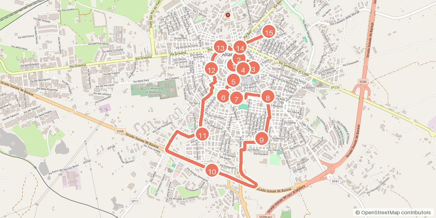 Carte du parcours à pied