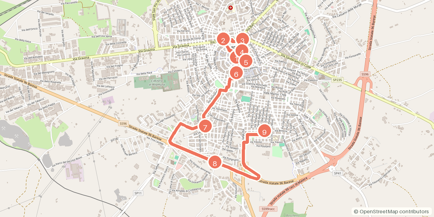 Carte du parcours à pied