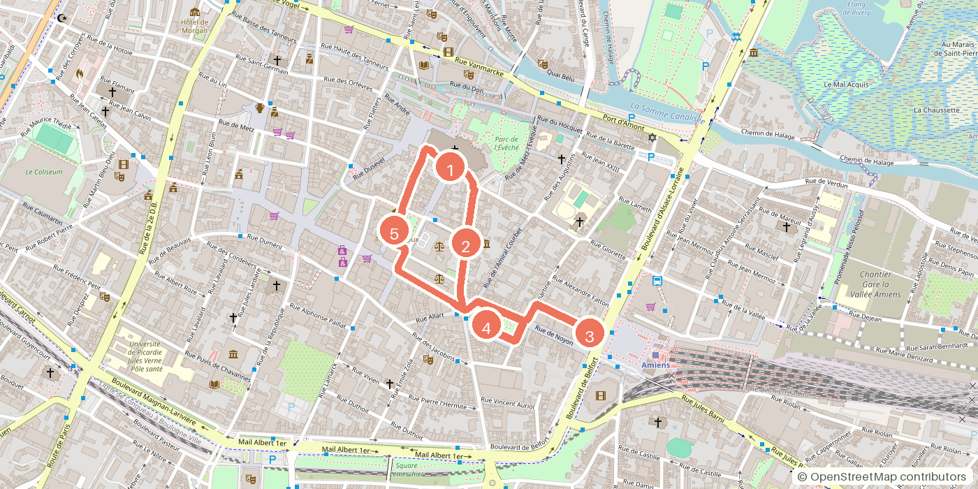 Carte du parcours à pied