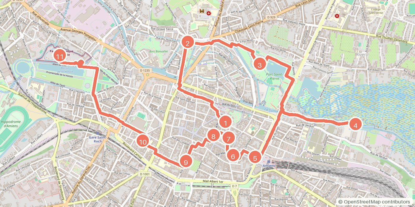Carte du parcours à pied