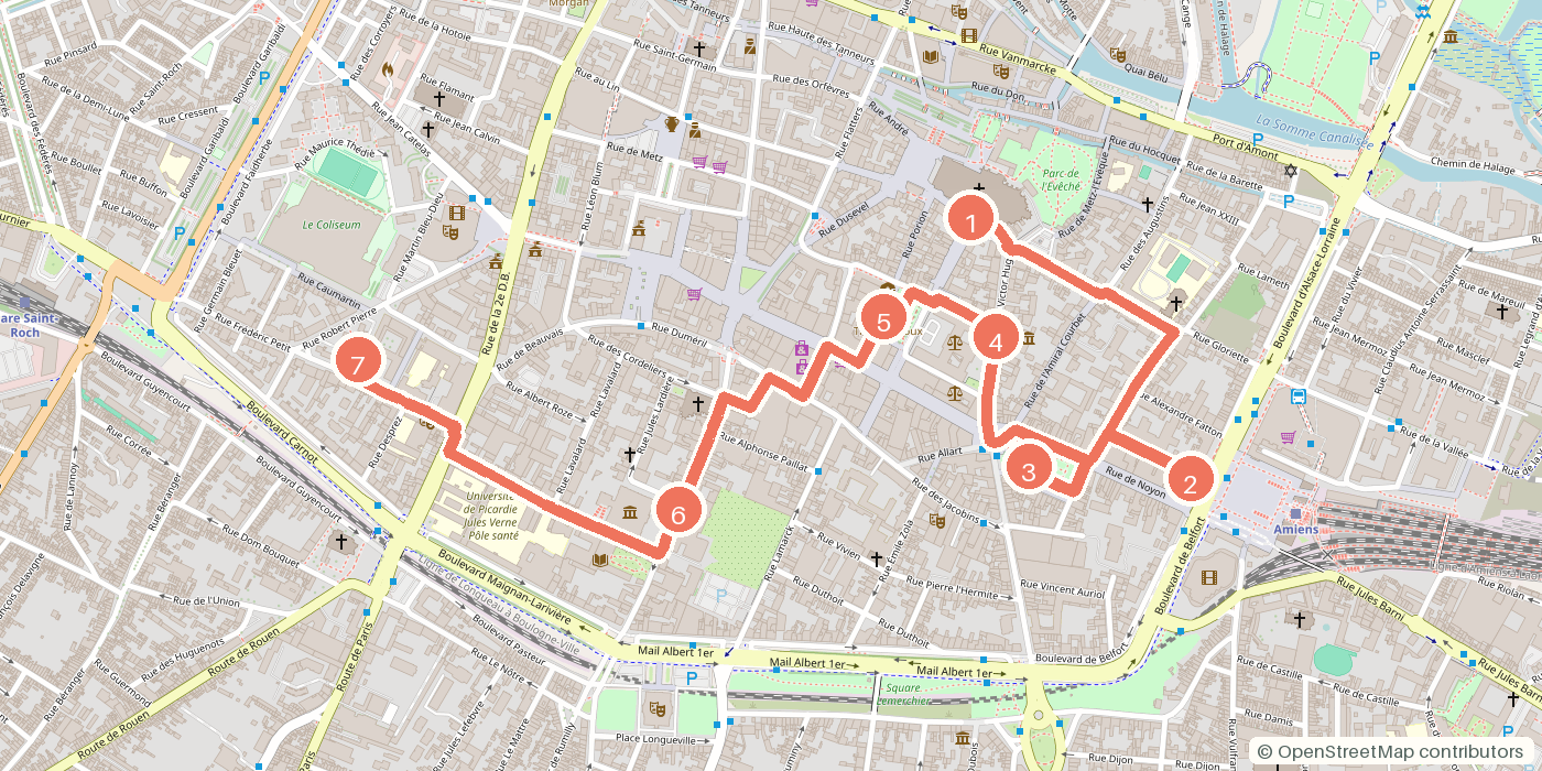Carte du parcours à pied