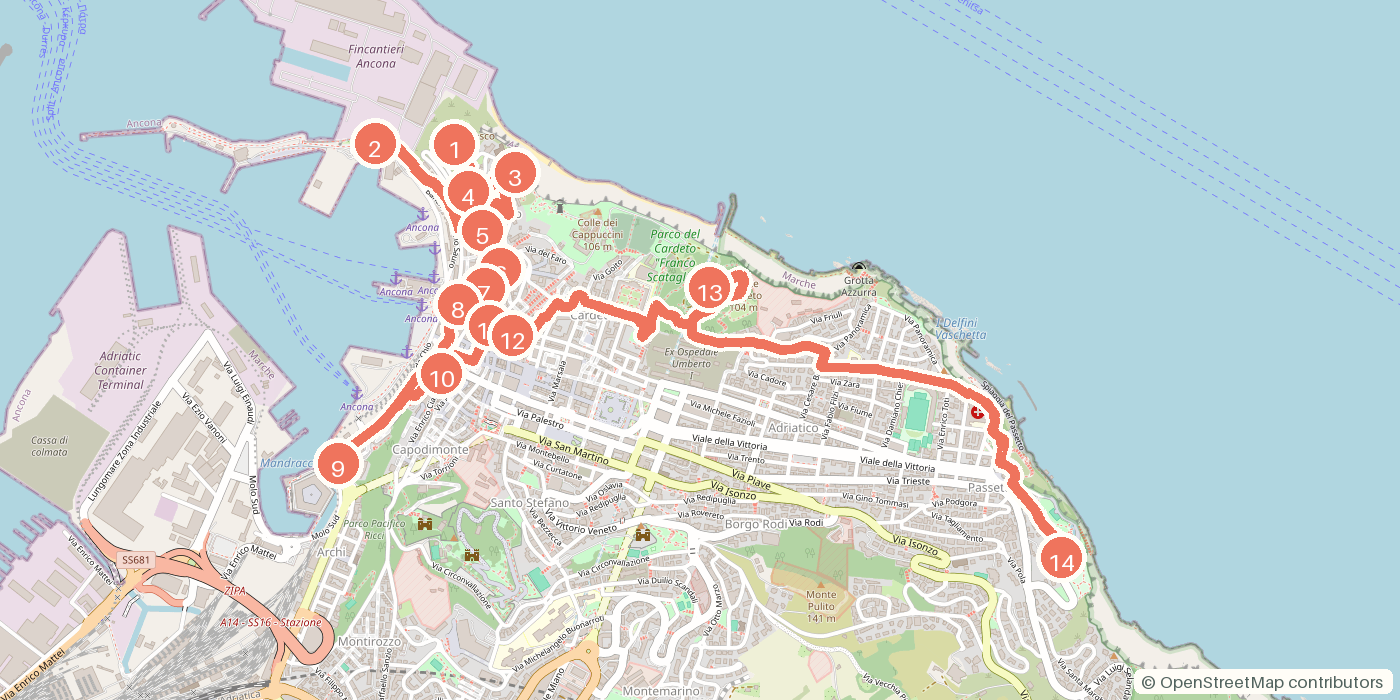 Carte du parcours à pied