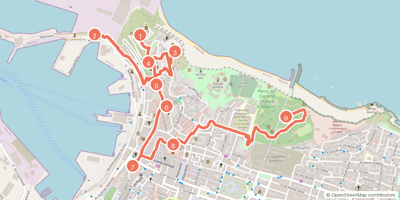 Carte du parcours à pied