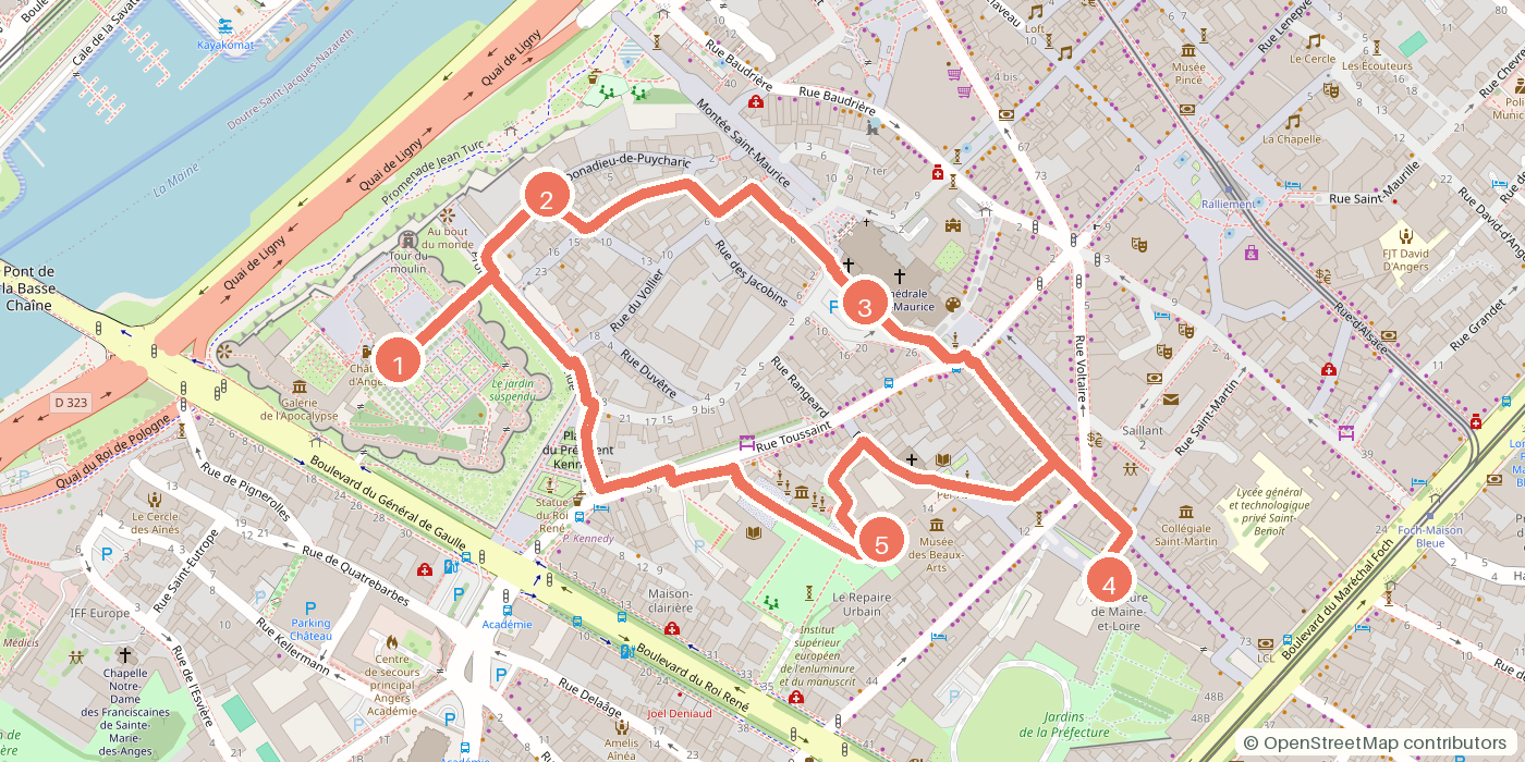 Carte du parcours à pied