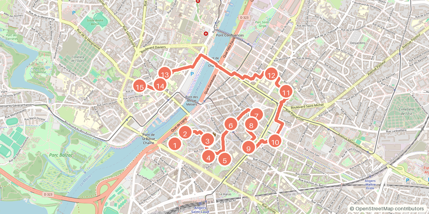 Carte du parcours à pied