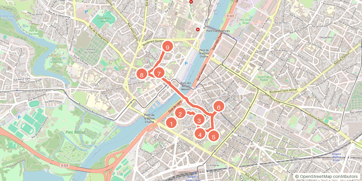 Carte du parcours à pied