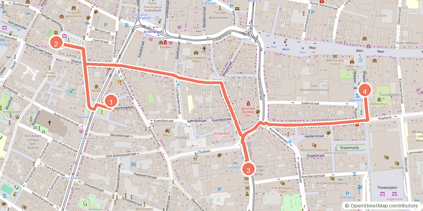 Carte du parcours à pied