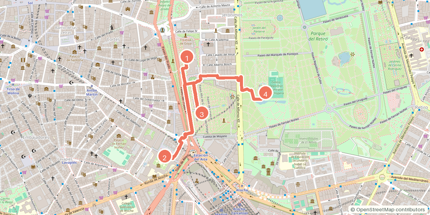 Carte du parcours à pied