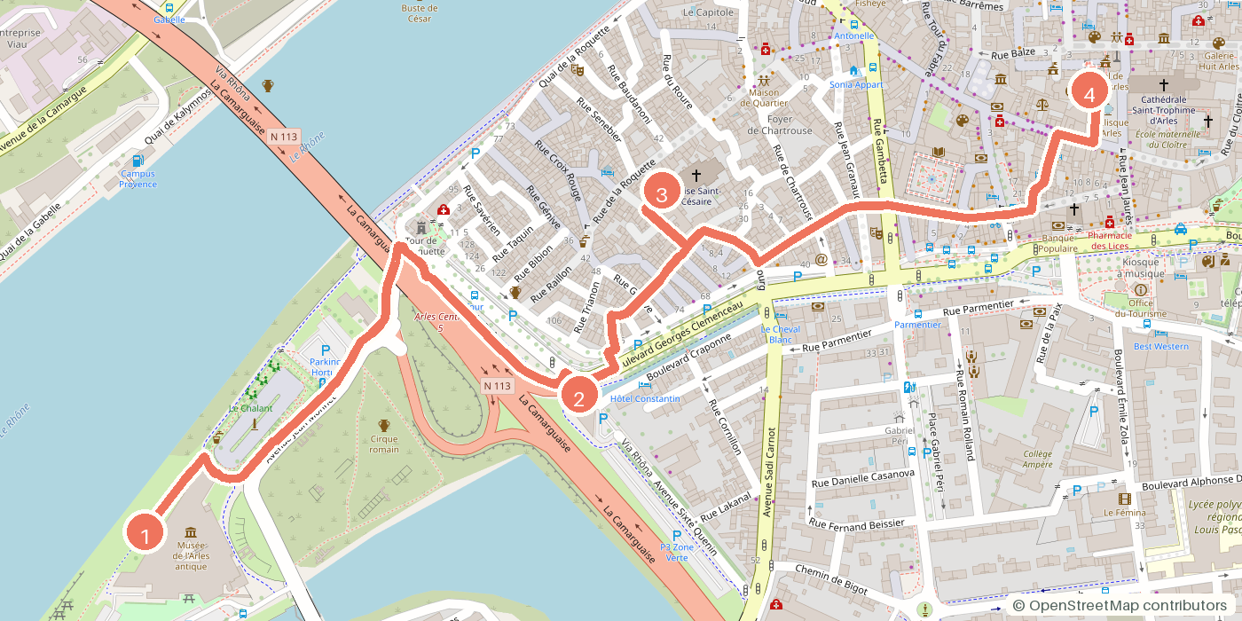 Carte du parcours à pied