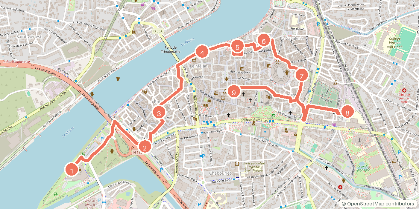 Carte du parcours à pied