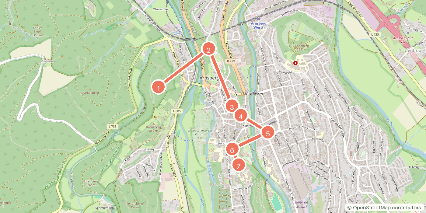Carte du parcours à pied