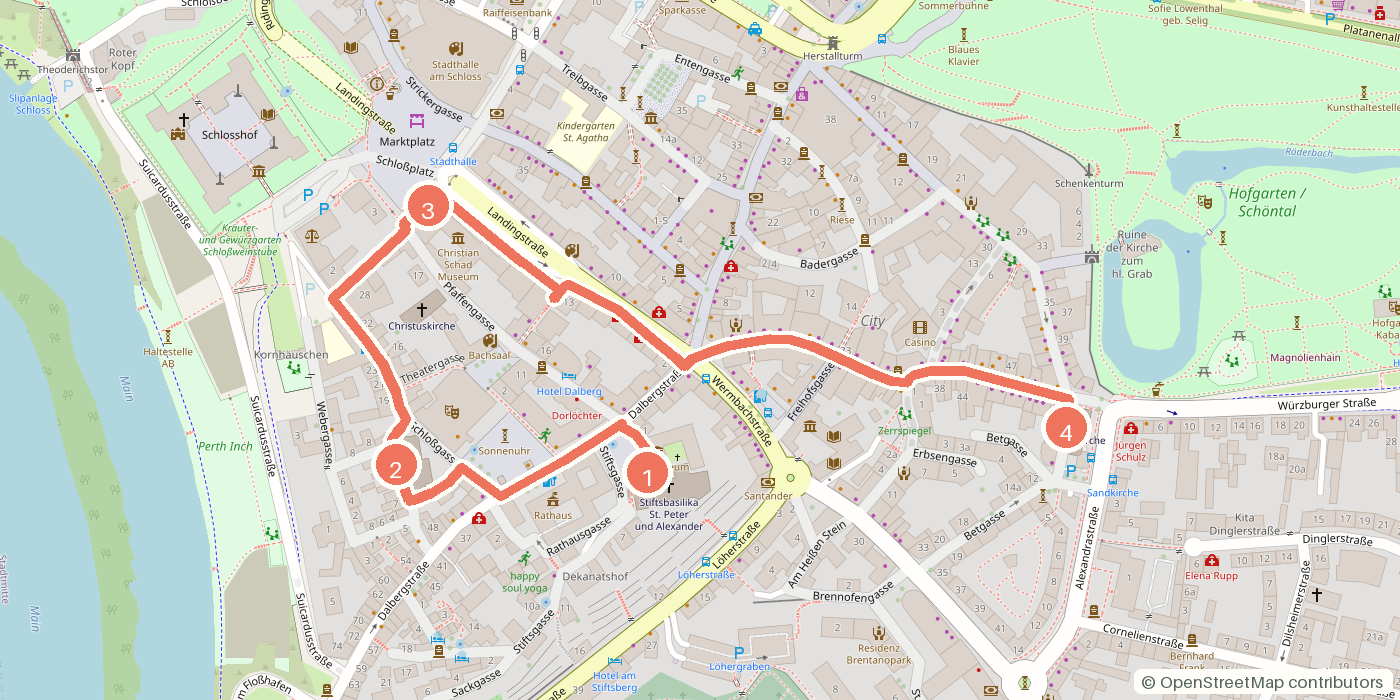 Carte du parcours à pied