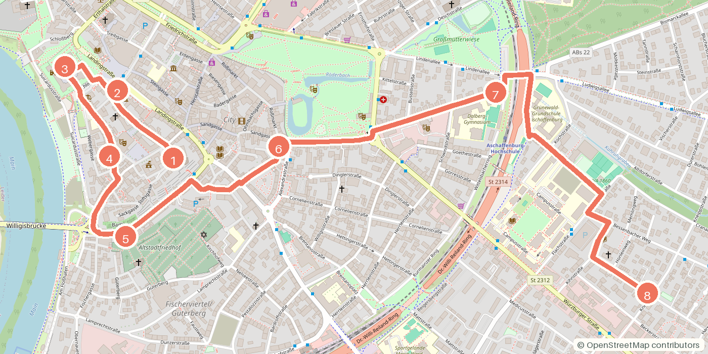 Carte du parcours à pied
