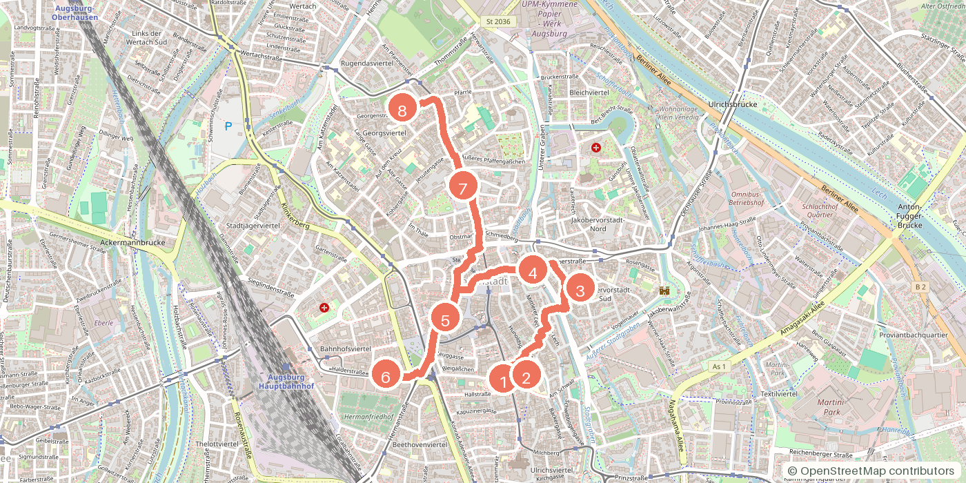 Carte du parcours à pied
