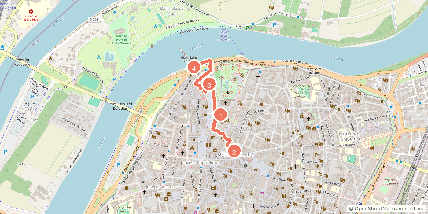 Carte du parcours à pied