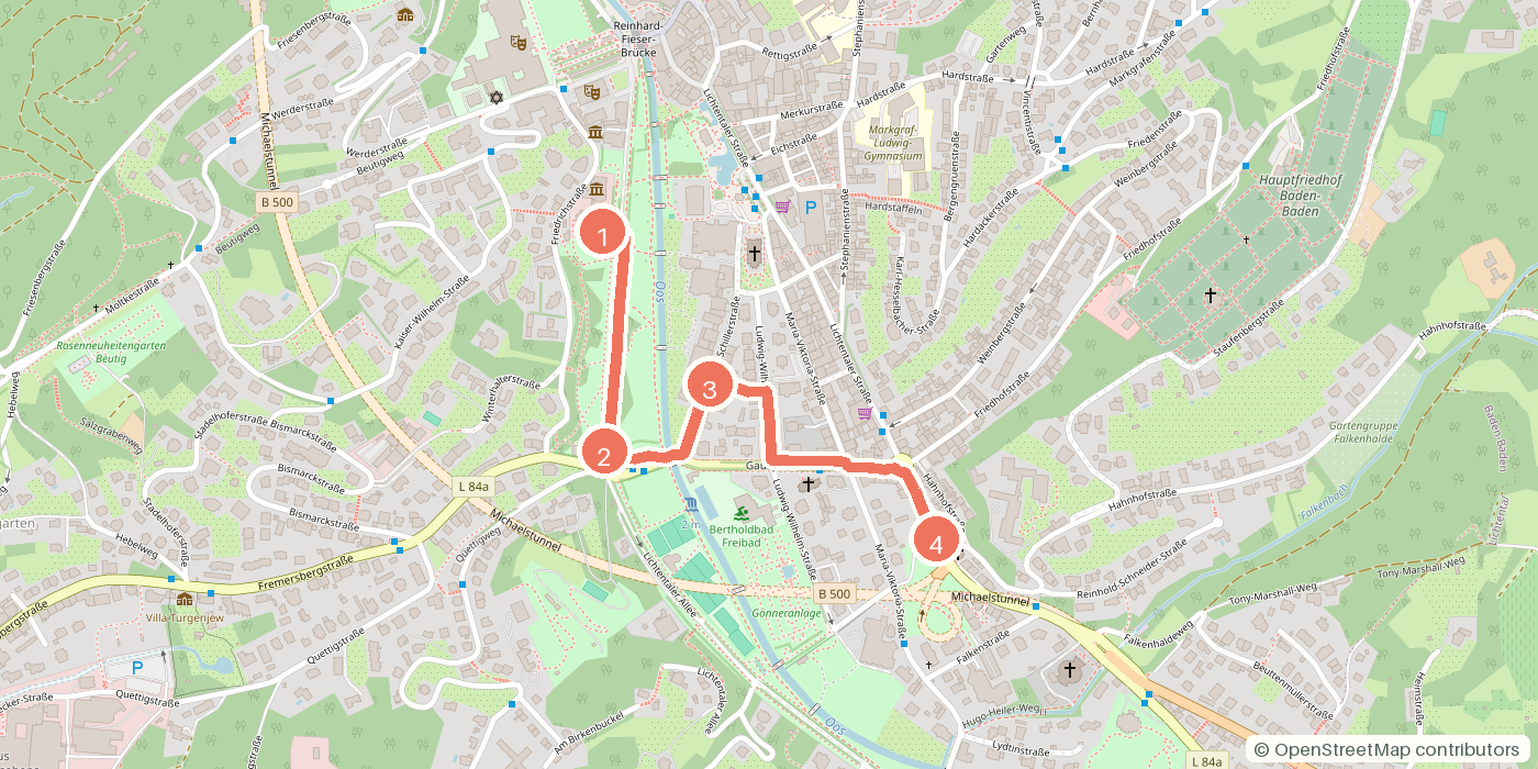 Carte du parcours à pied