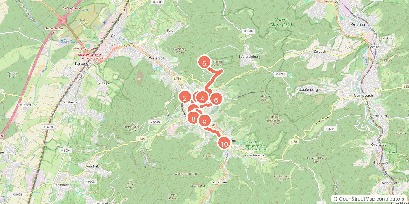 Carte du parcours à pied