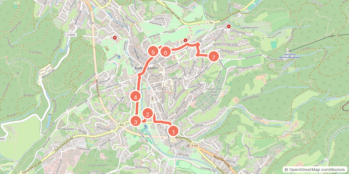 Carte du parcours à pied