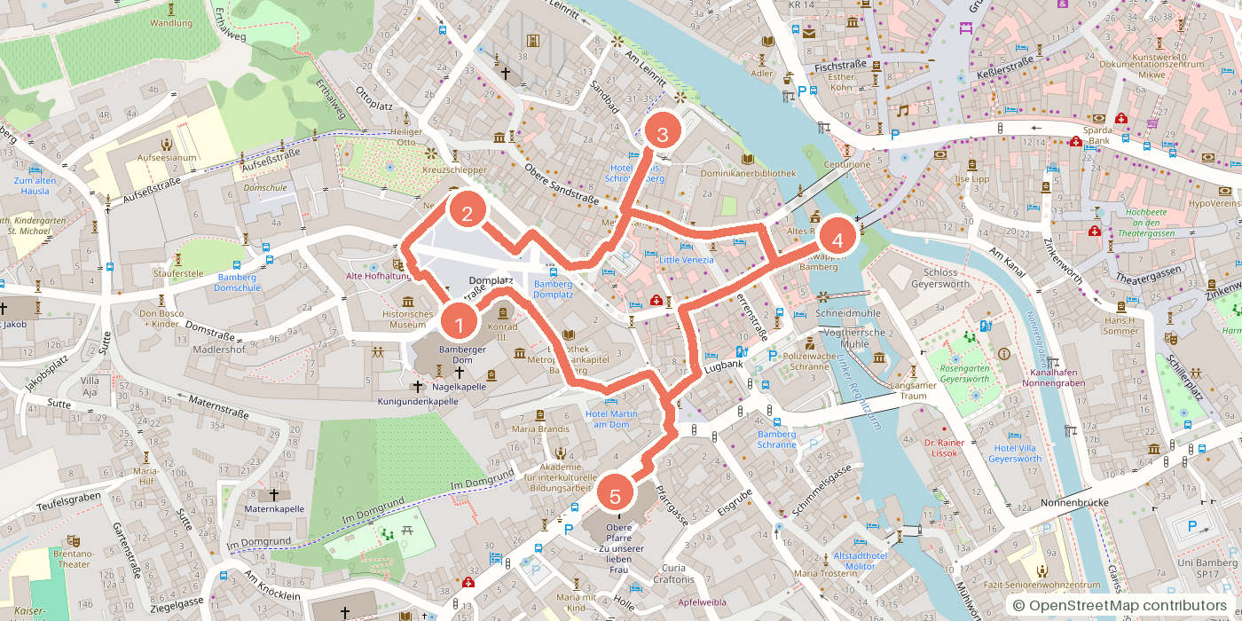 Carte du parcours à pied