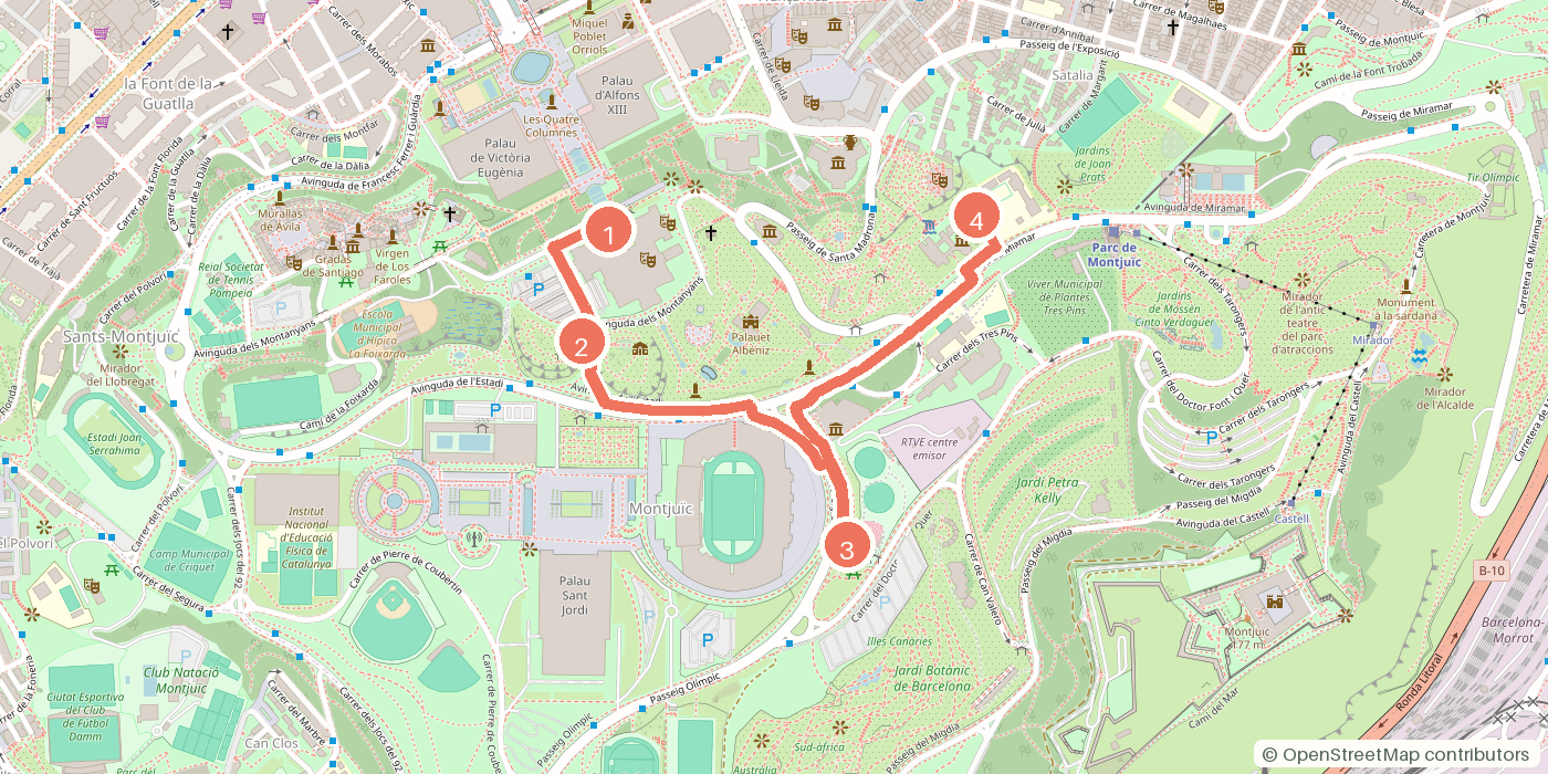 Carte du parcours à pied