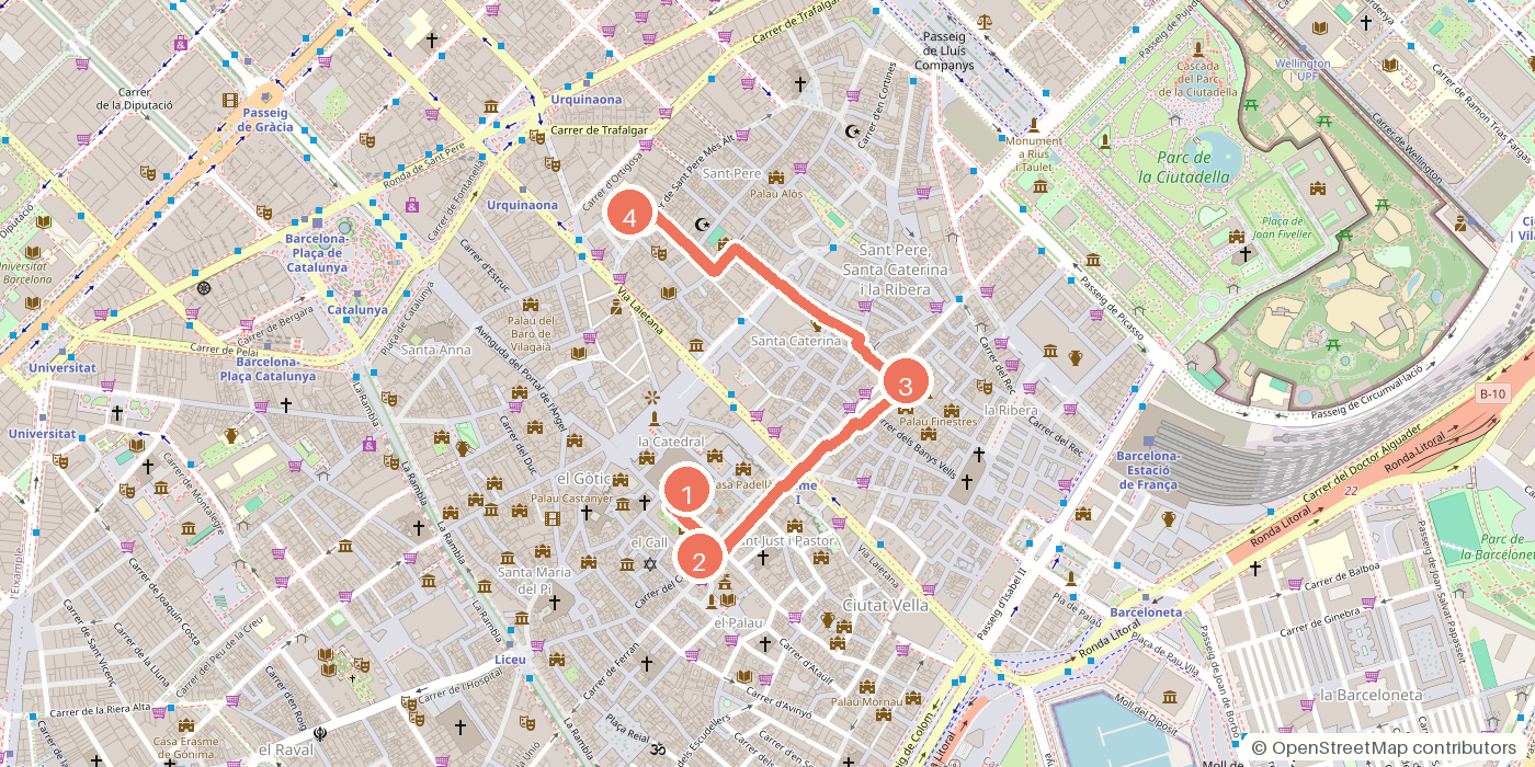 Carte du parcours à pied