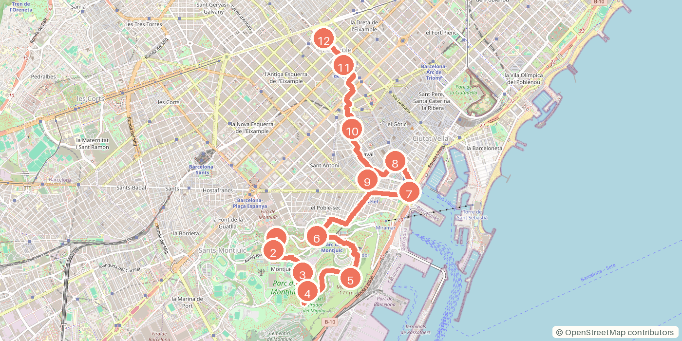 Carte du parcours à pied