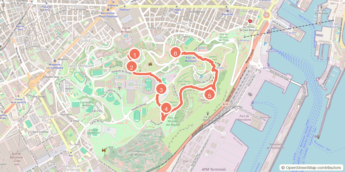 Carte du parcours à pied