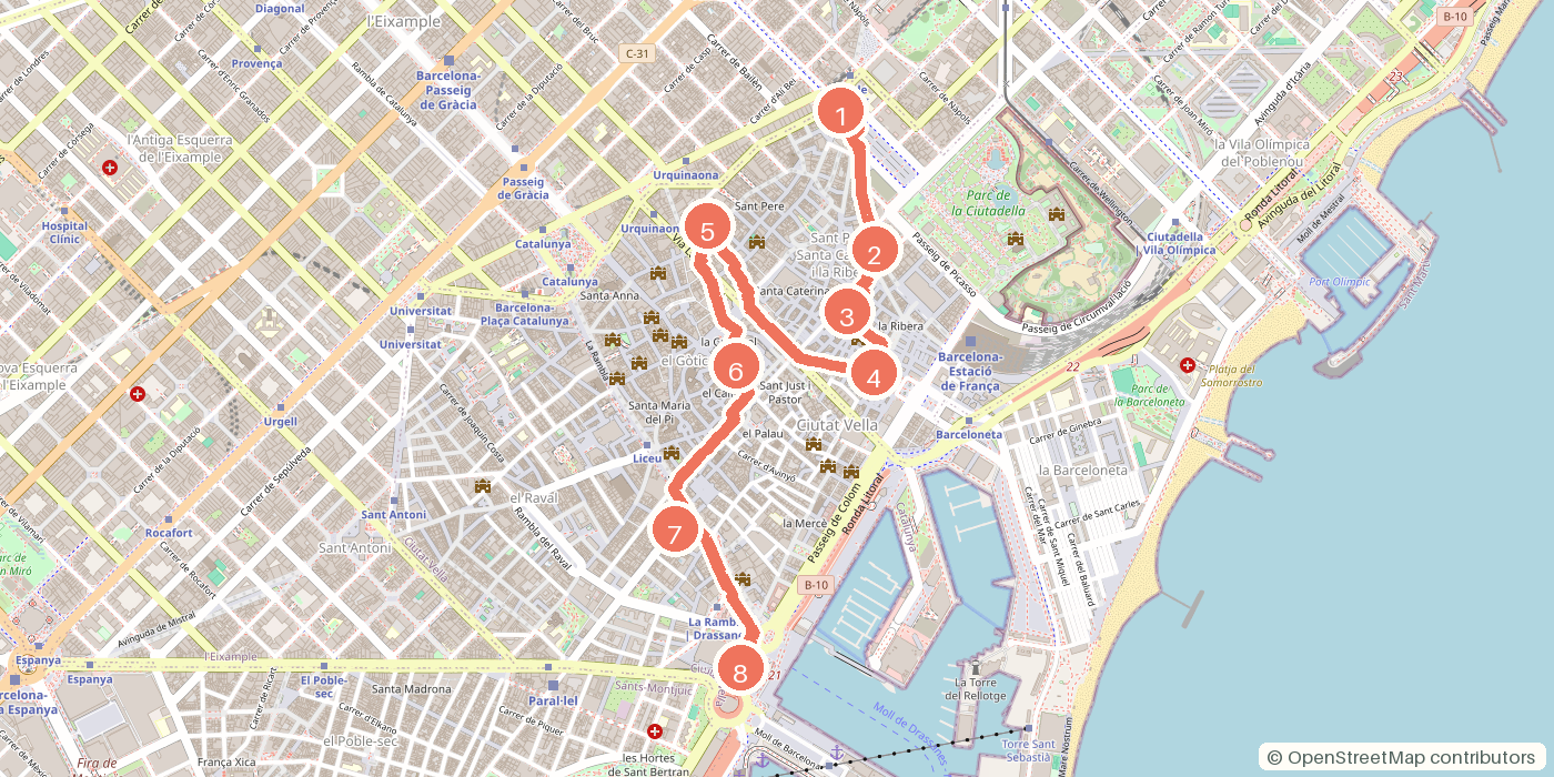 Carte du parcours à pied