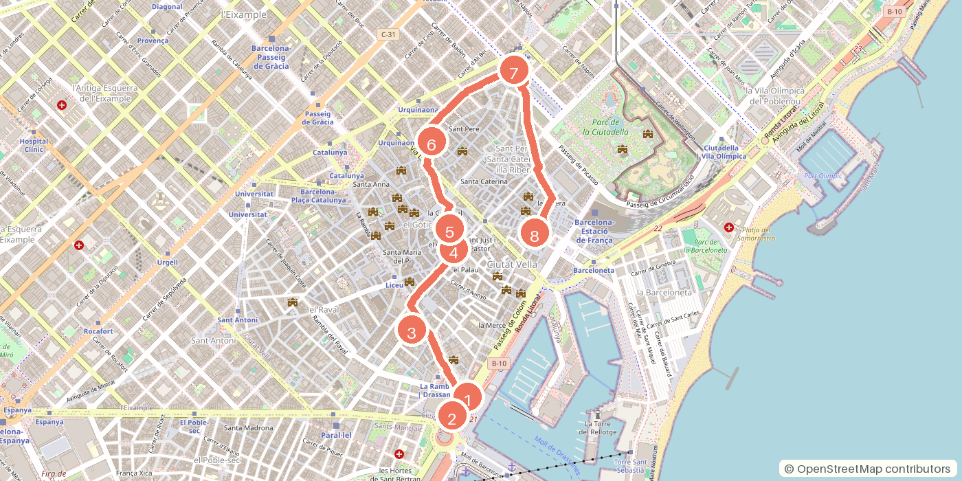 Carte du parcours à pied