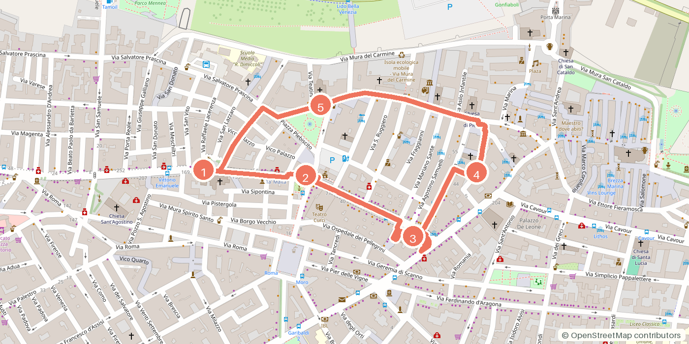 Carte du parcours à pied