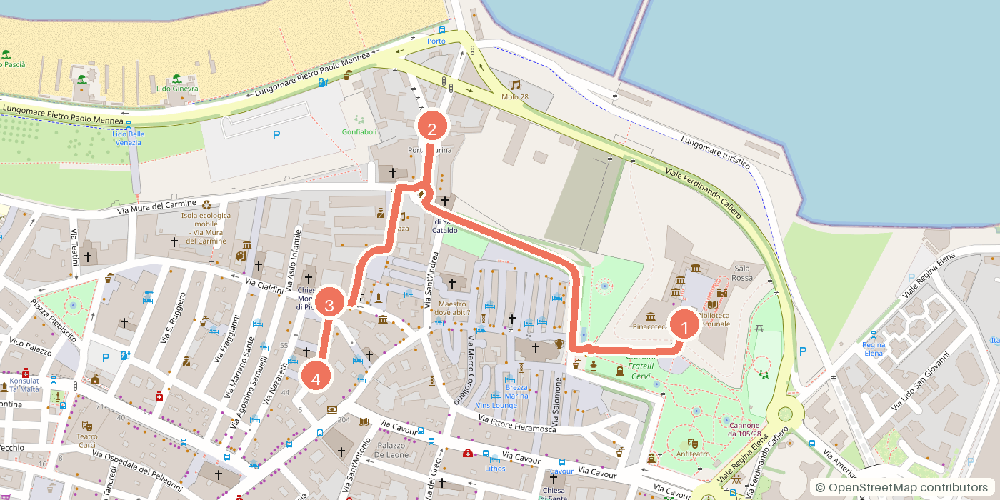 Carte du parcours à pied