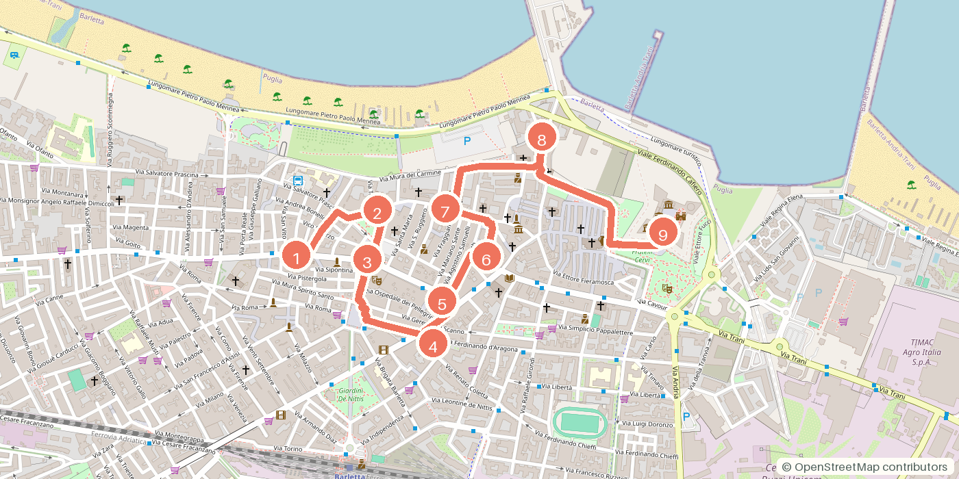 Carte du parcours à pied