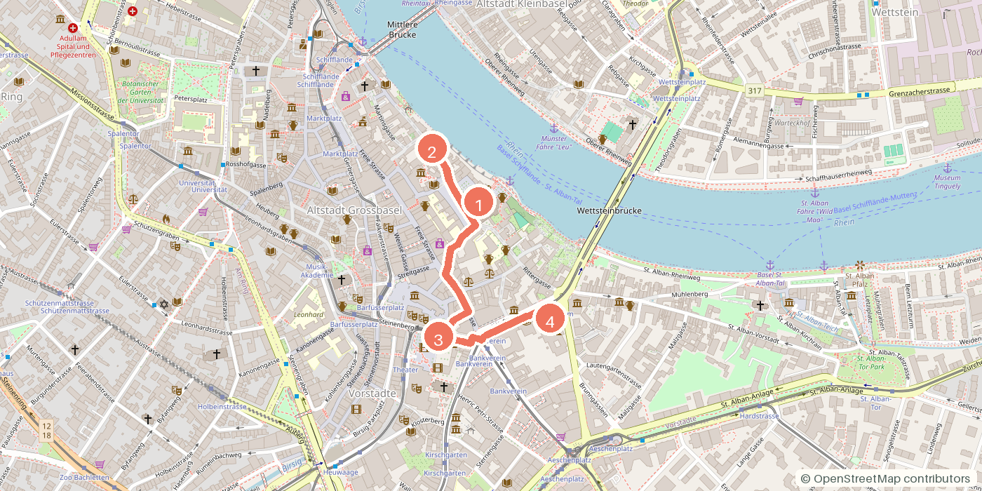 Carte du parcours à pied