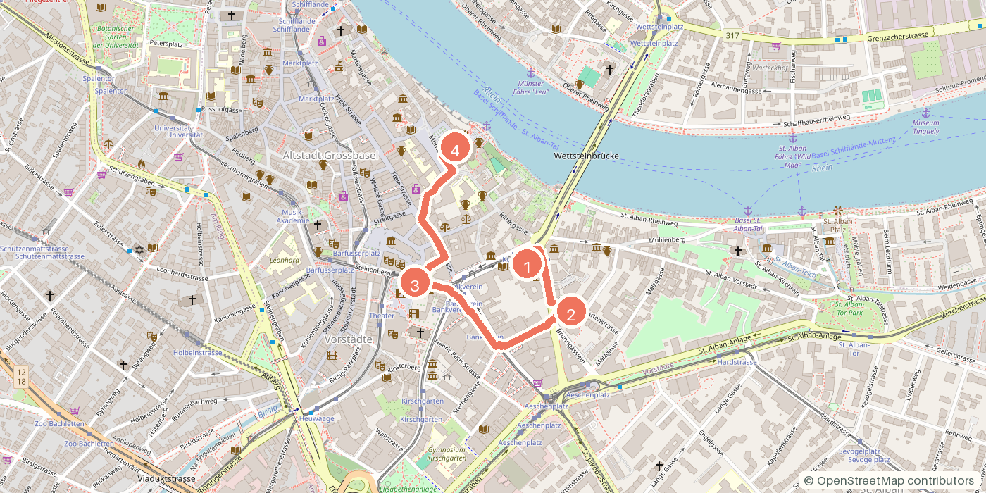Carte du parcours à pied
