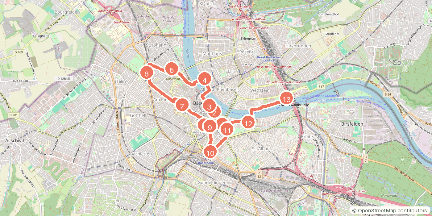 Carte du parcours à pied