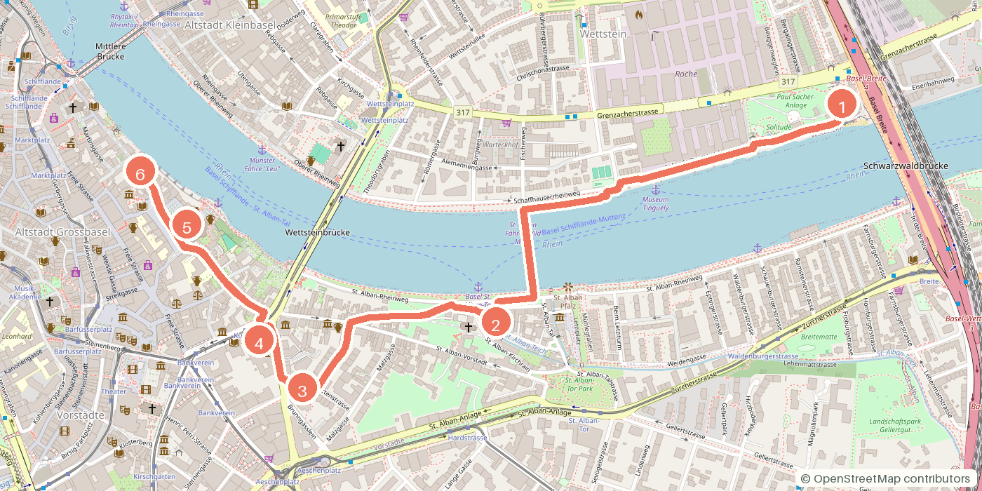 Carte du parcours à pied