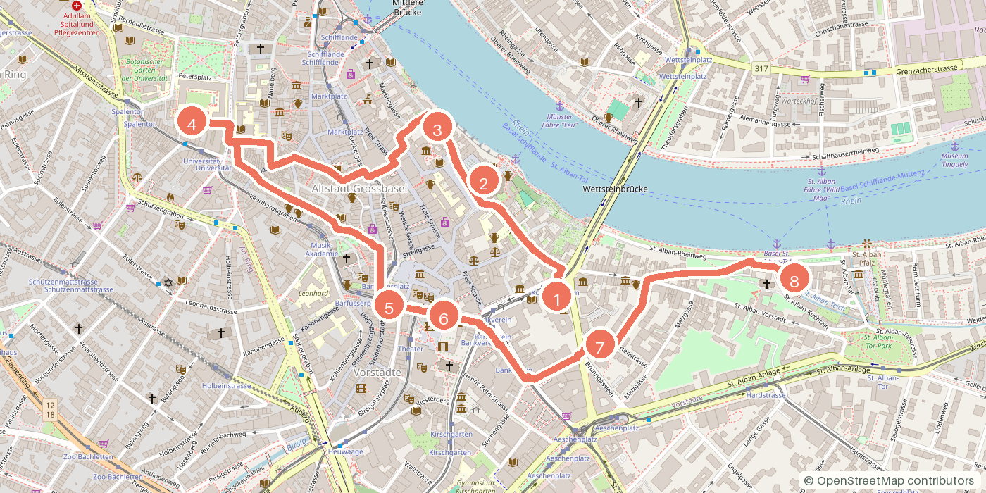 Carte du parcours à pied