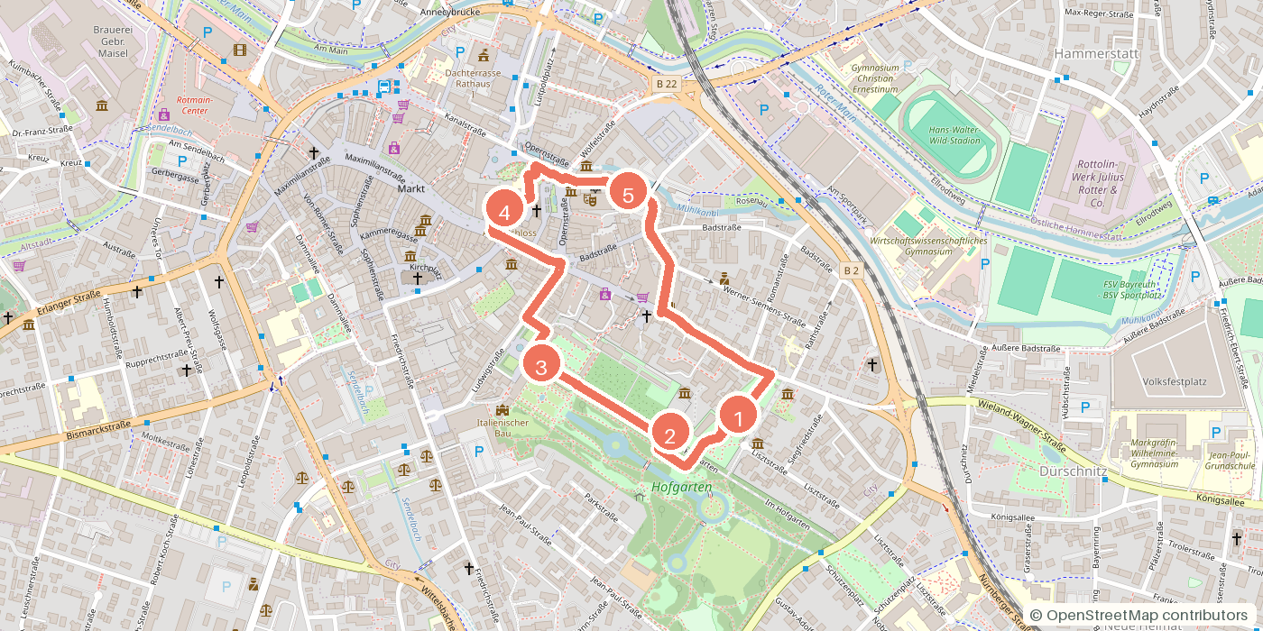 Carte du parcours à pied