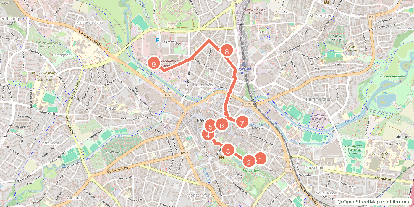 Carte du parcours à pied