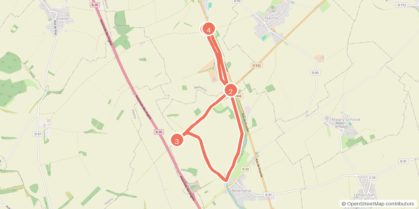 Carte du parcours à pied
