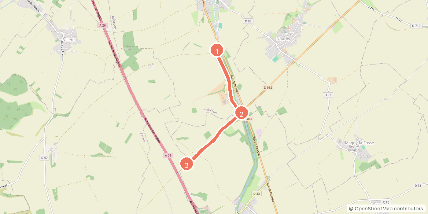 Carte du parcours à pied